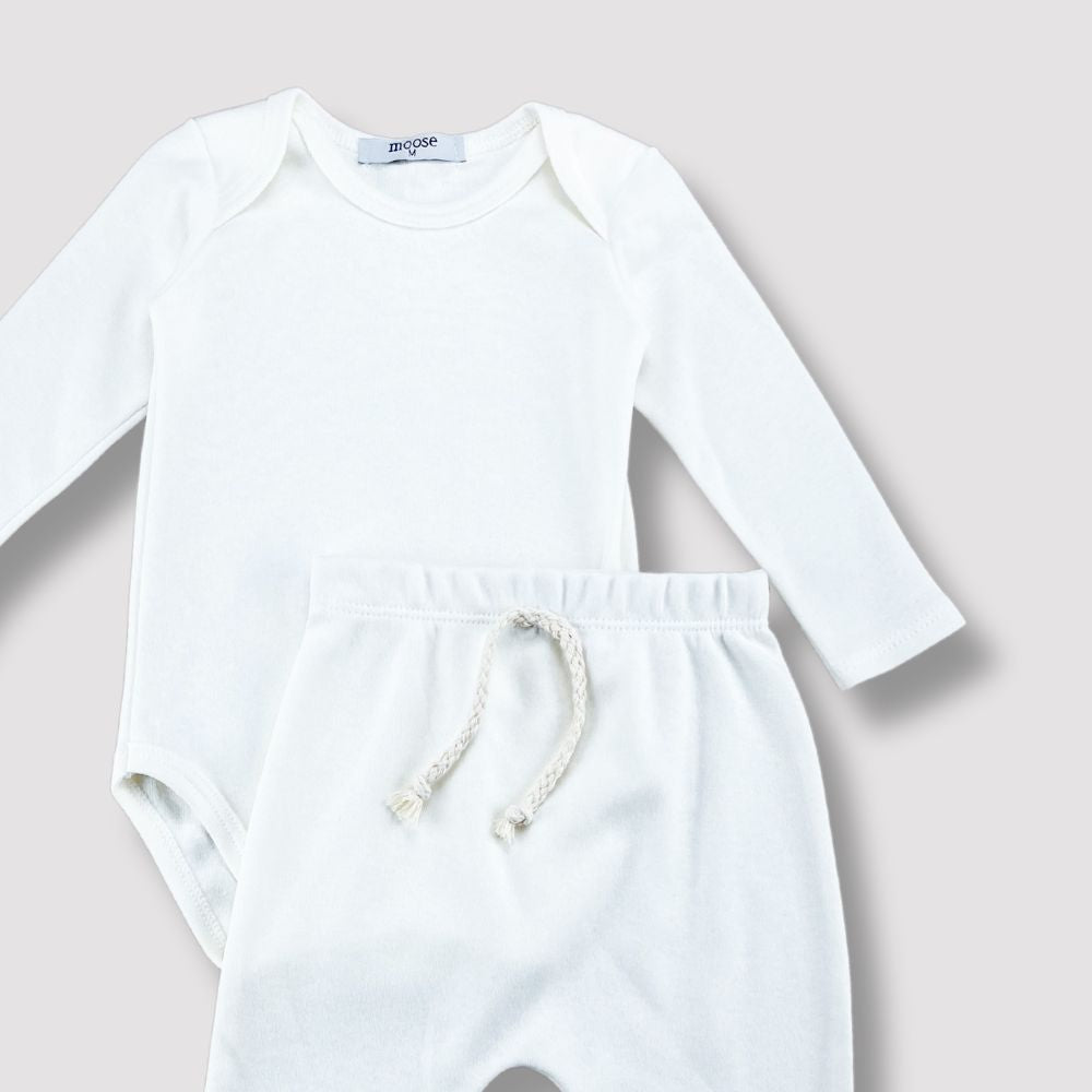 Conjunto Bebê Algodão Organic Longo Off White