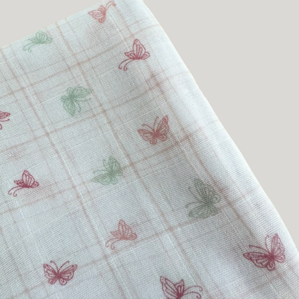 Cueiro Swaddle Algodão Borboletas