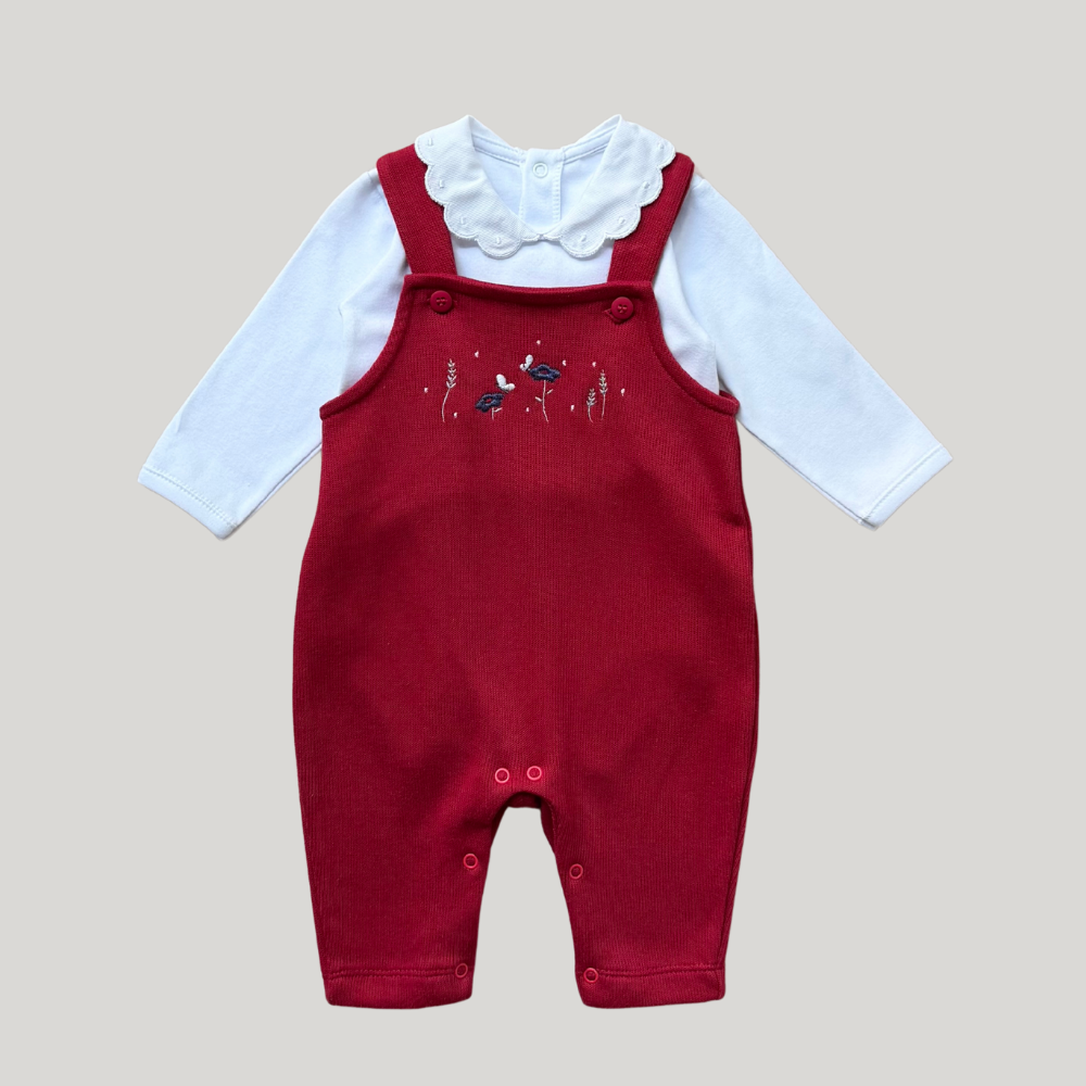 Conjunto Bebê 2 Peças Bordado Premium Flowers Red