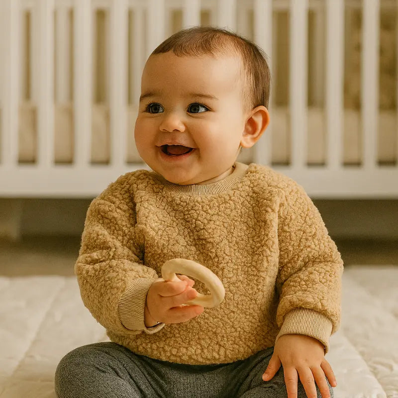 Casaco de Bebê Pelúcia Teddy Caqui