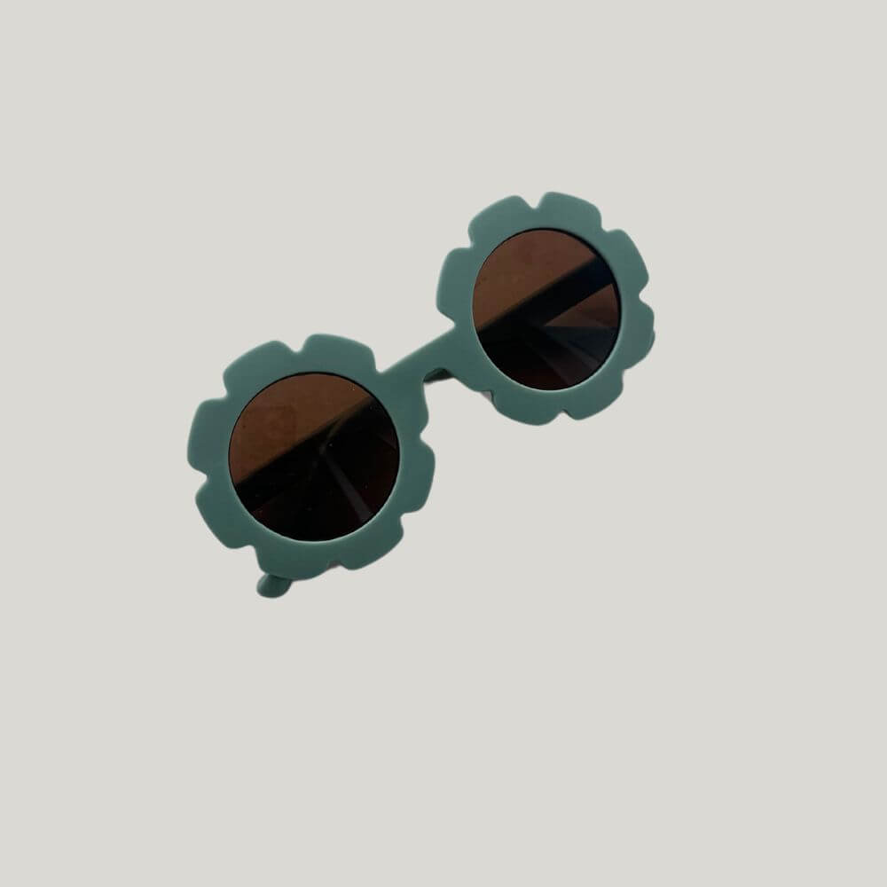 Óculos De Sol Para Bebe Retrô Flowers Verde Menta Proteção Uv