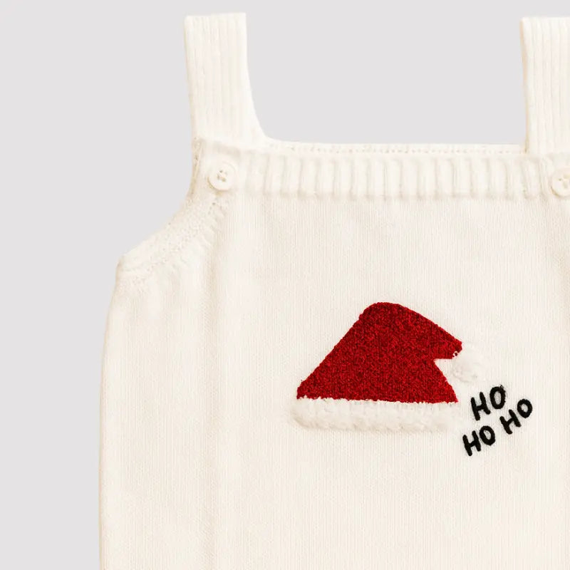 Jardineira Tricot Bebê Noel Off White