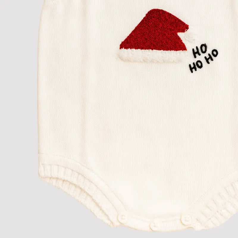 Jardineira Tricot Bebê Noel Off White