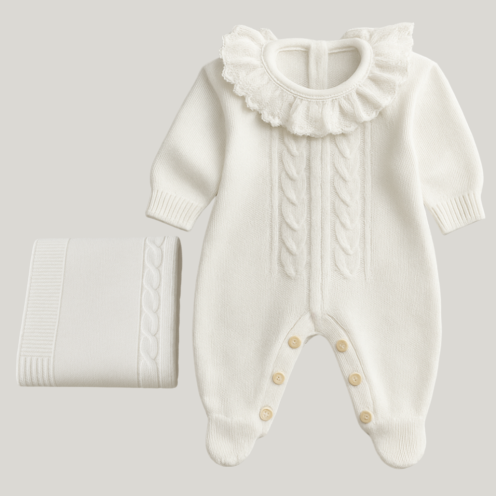 Kit Saída Maternidade Menina Tricot 2 Peças Charlotte White