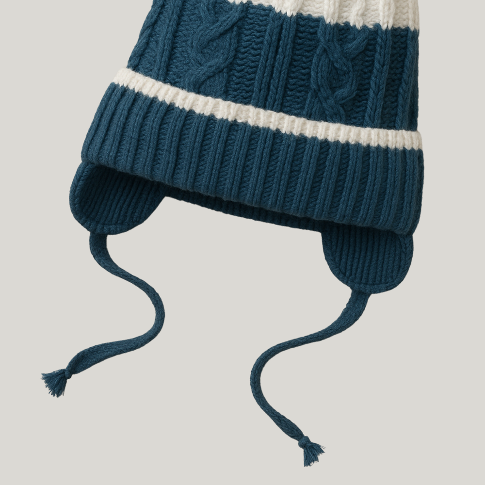 Touca bebê Tricot Strip Blue