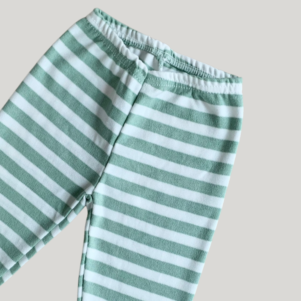 Calça Bebê Algodāo Pezinho Reversível Listrado Green