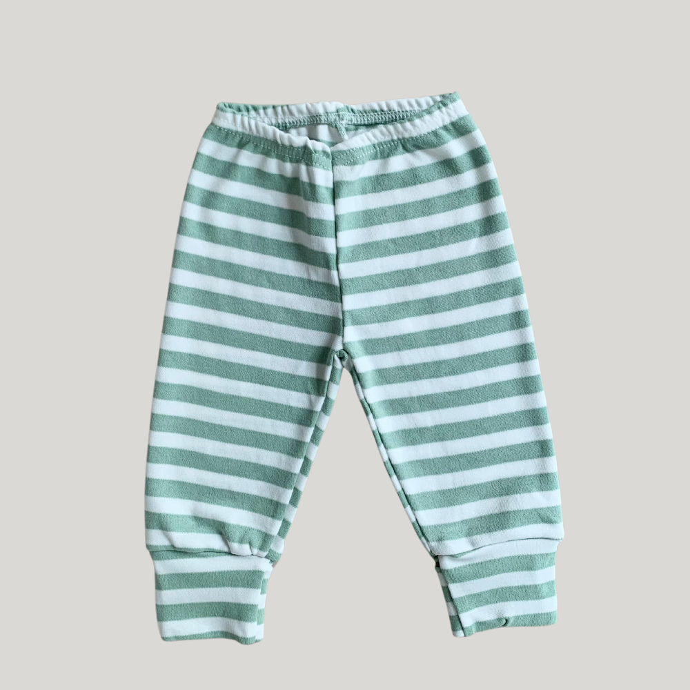 Calça Bebê Algodāo Pezinho Reversível Listrado Green