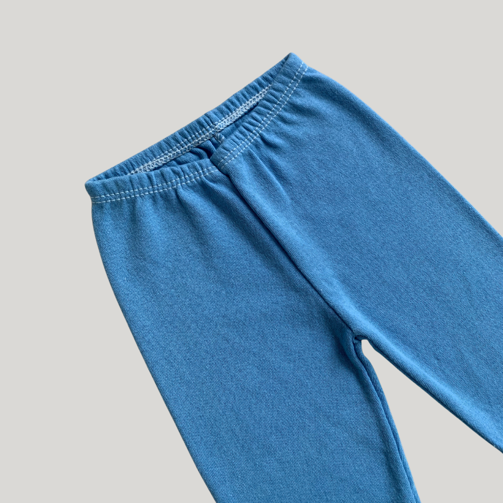 Calça Bebê Algodāo Pezinho Reversível Azul