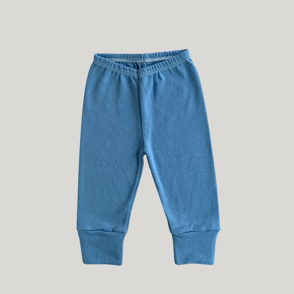 Calça Bebê Algodāo Pezinho Reversível Azul