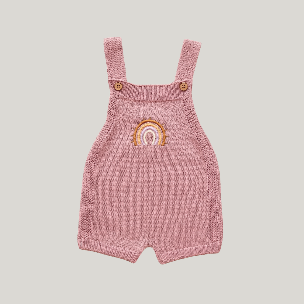 Jardineira Tricot Bebê Rainbow Rose