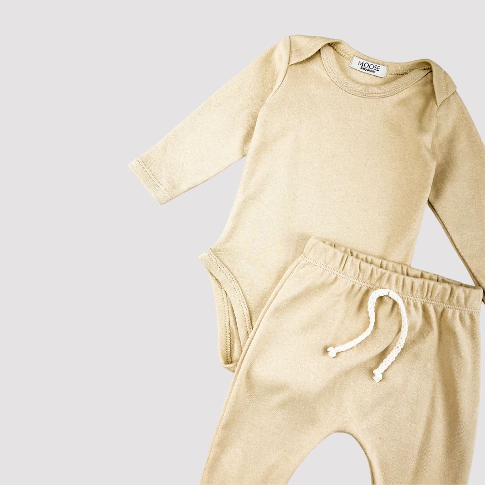 Conjunto Bebê Algodão Organic Longo Bege