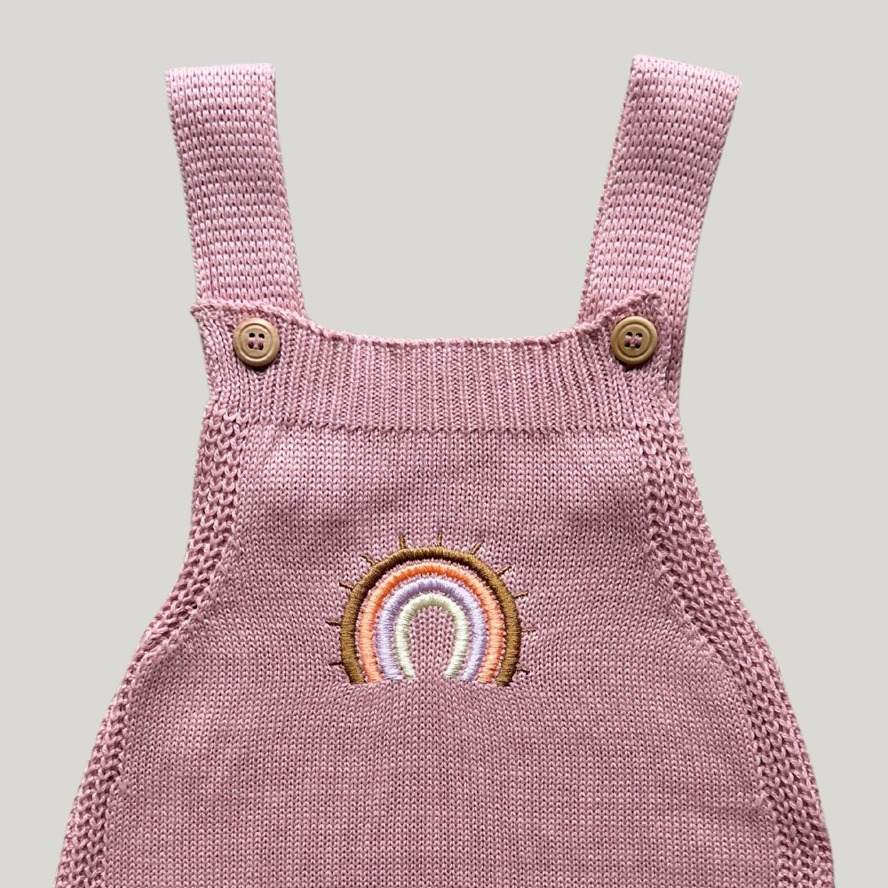 Jardineira Tricot Bebê Rainbow Rose