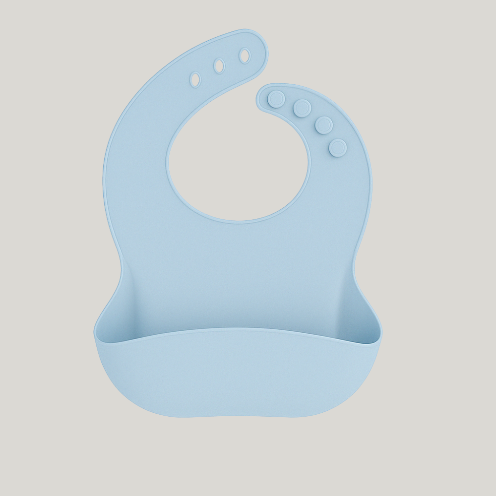 Babador De Silicone Pega Migalhas Azul Bebe