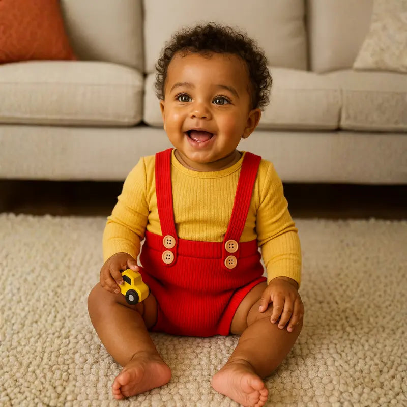 Red Baby Christmas Suspender Shorts