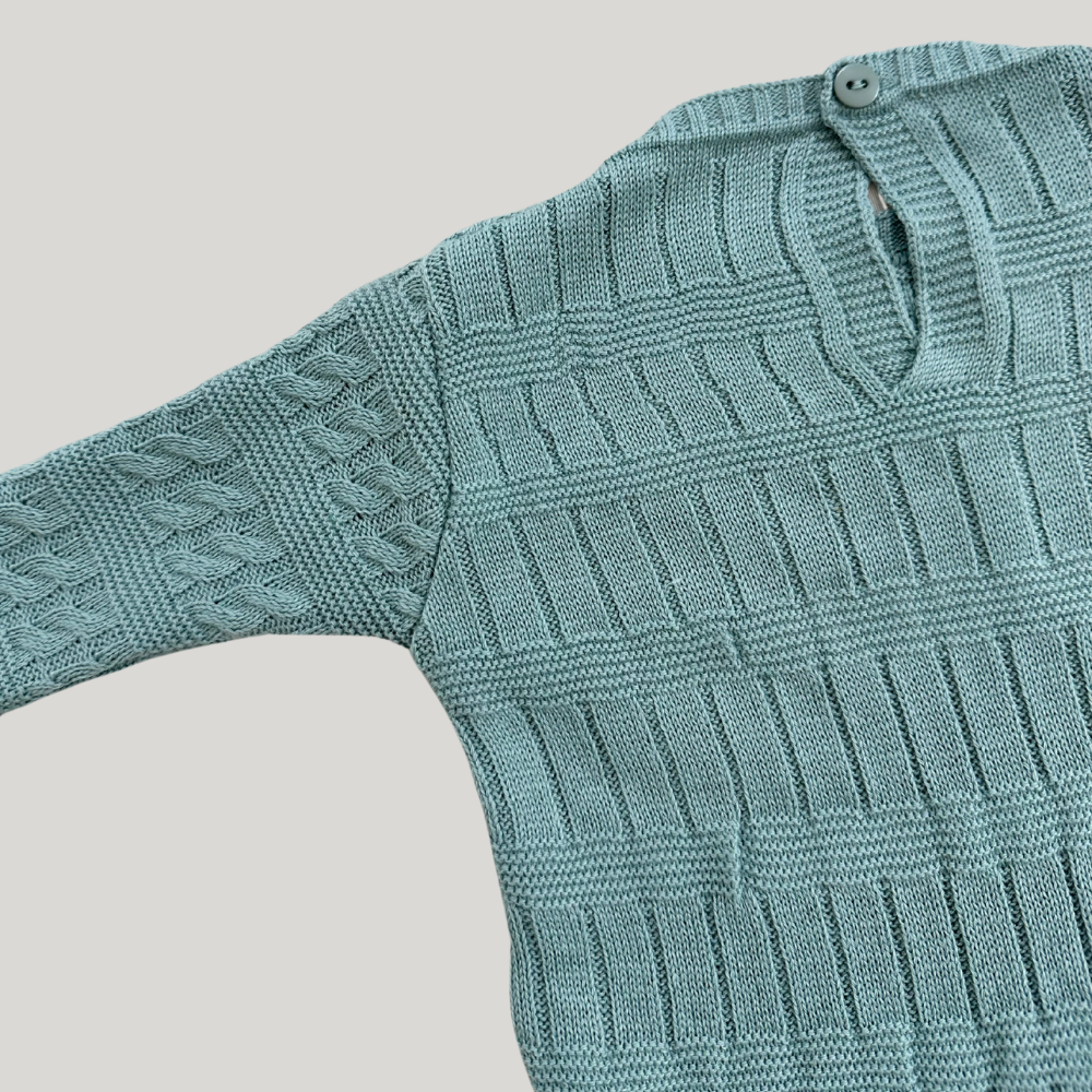Macacão Tricot Saída Maternidade Trançado Menta