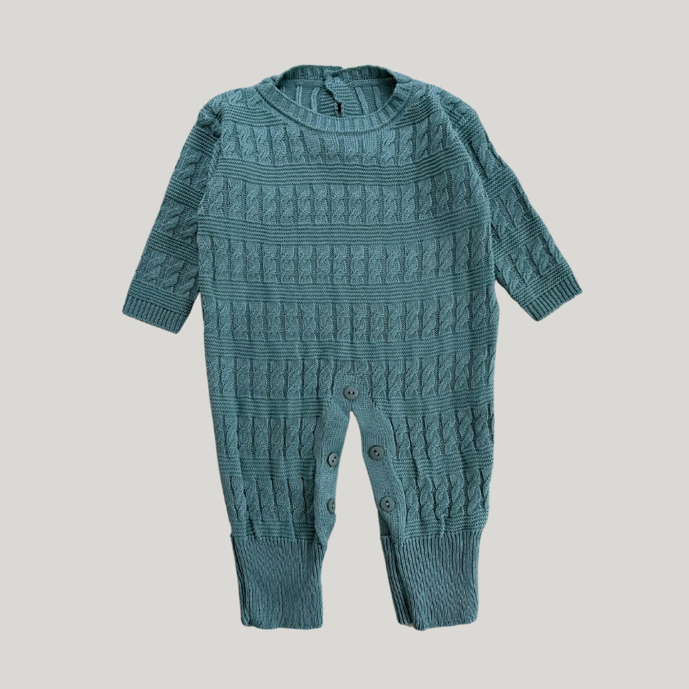 Macacão Tricot Saída Maternidade Trançado Menta