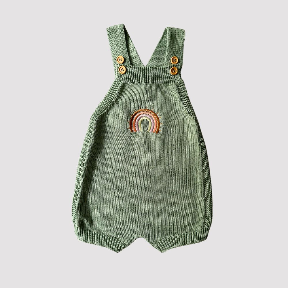 Jardineira Tricot Bebê Rainbow Verde