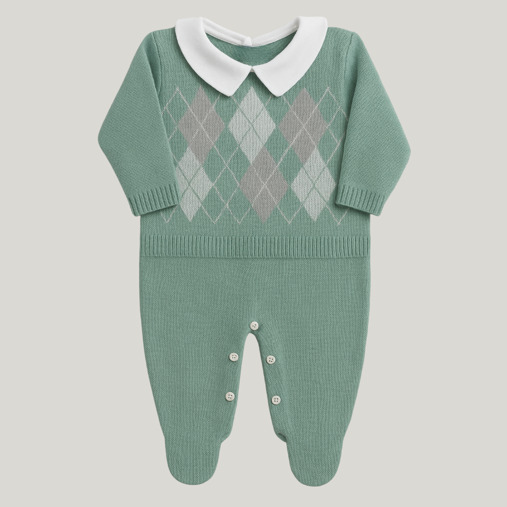 Kit Saída Maternidade Menino Tricot 2 Peças Leonard Green