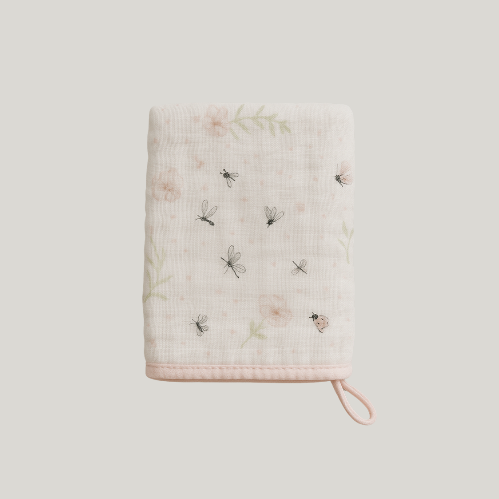 Paninho De Boca Bebê Soft Algodão Florest Rose Com Prendedor De Chupeta