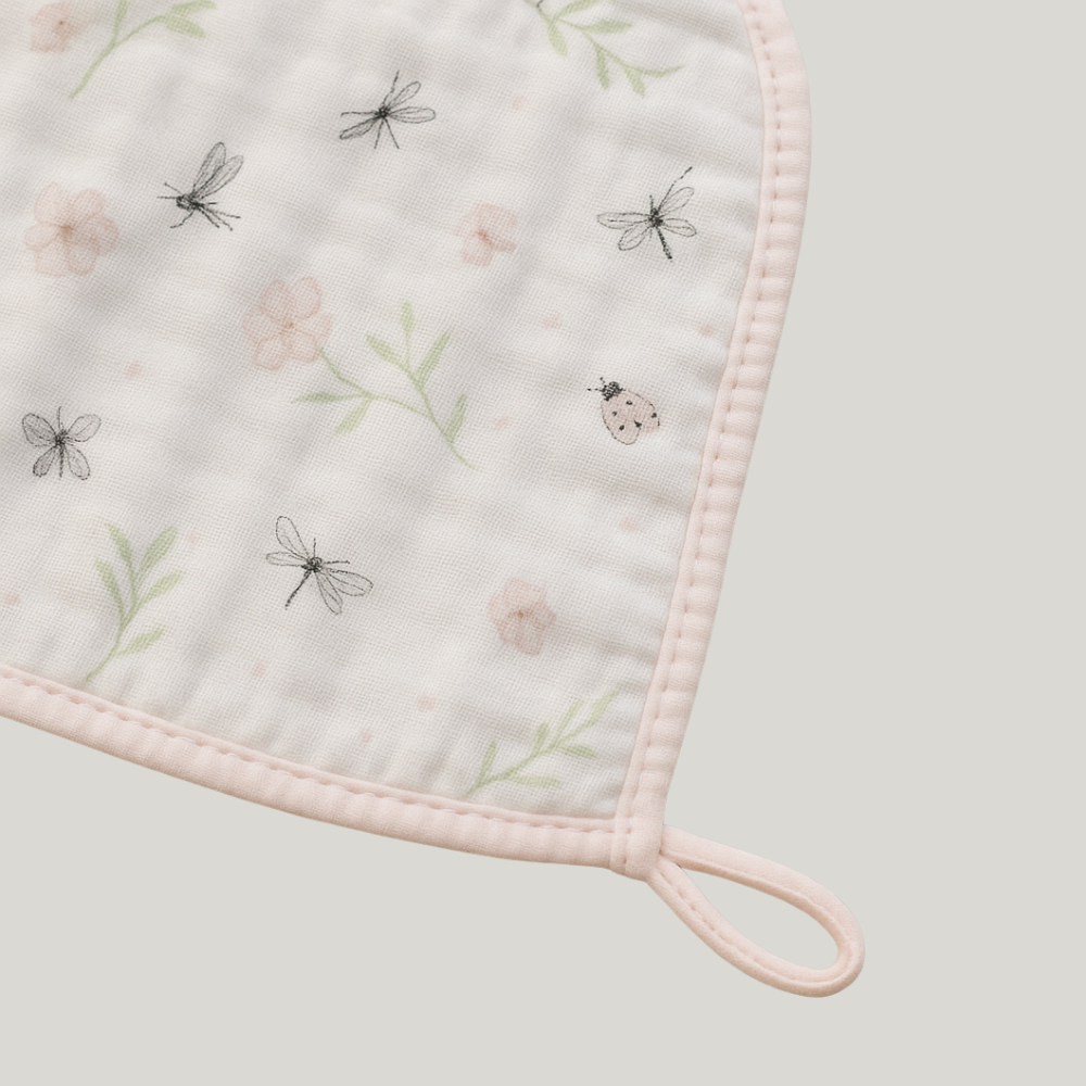 Paninho De Boca Bebê Soft Algodão Florest Rose Com Prendedor De Chupeta