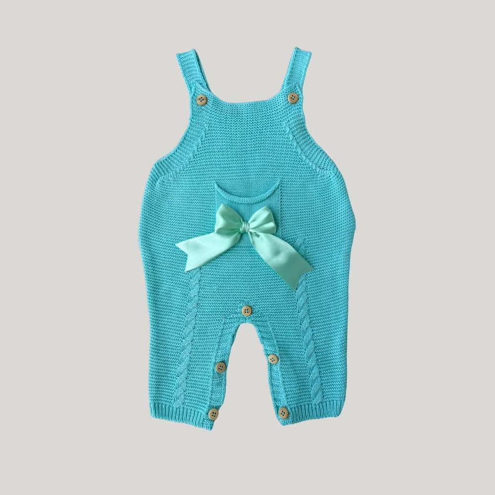 Jardineira Bebê Tricot Grace Verde Agua