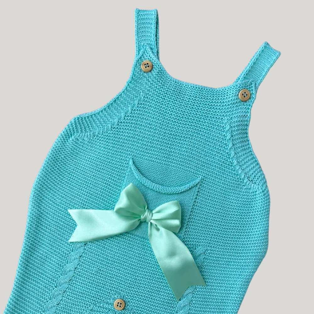 Jardineira Bebê Tricot Grace Verde Agua