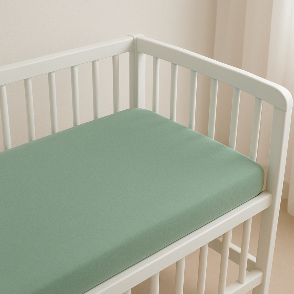Lençol Berço Algodao Com Elastico Verde Menta