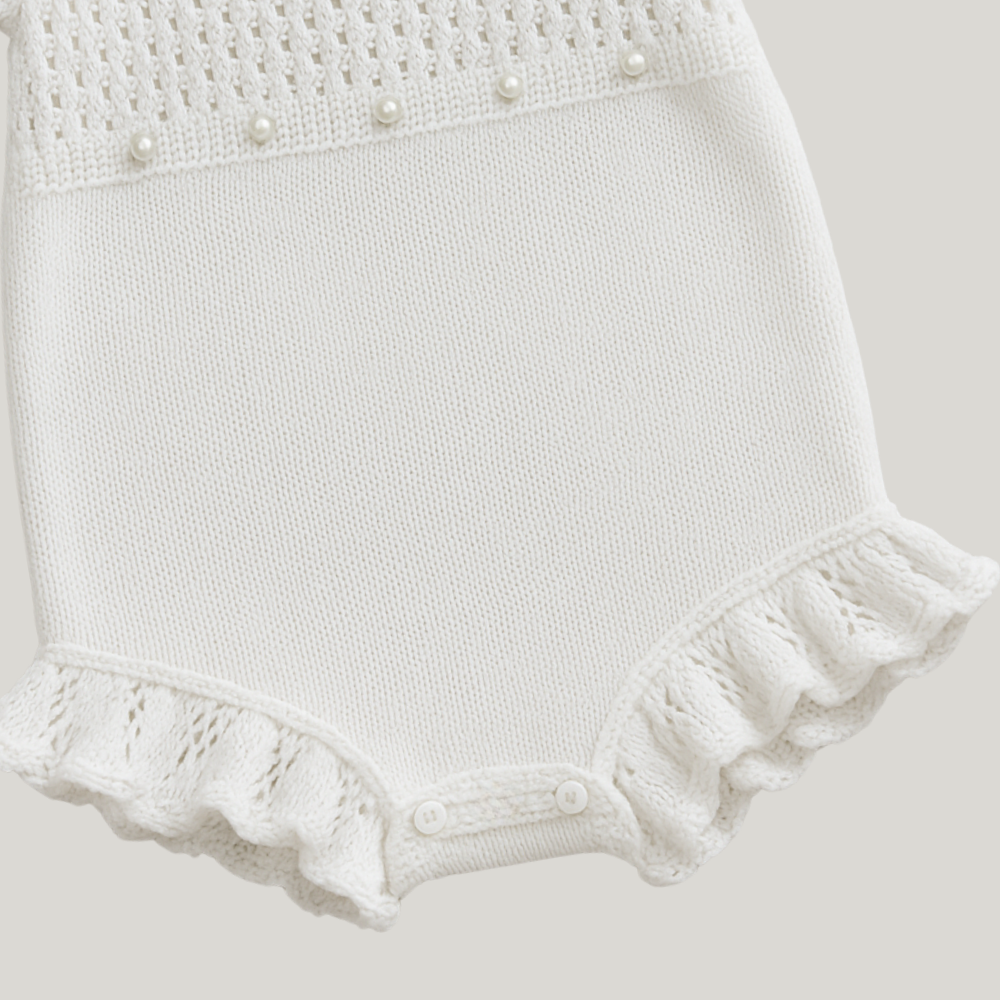 Macacão Bebê Menina Tricot Off White