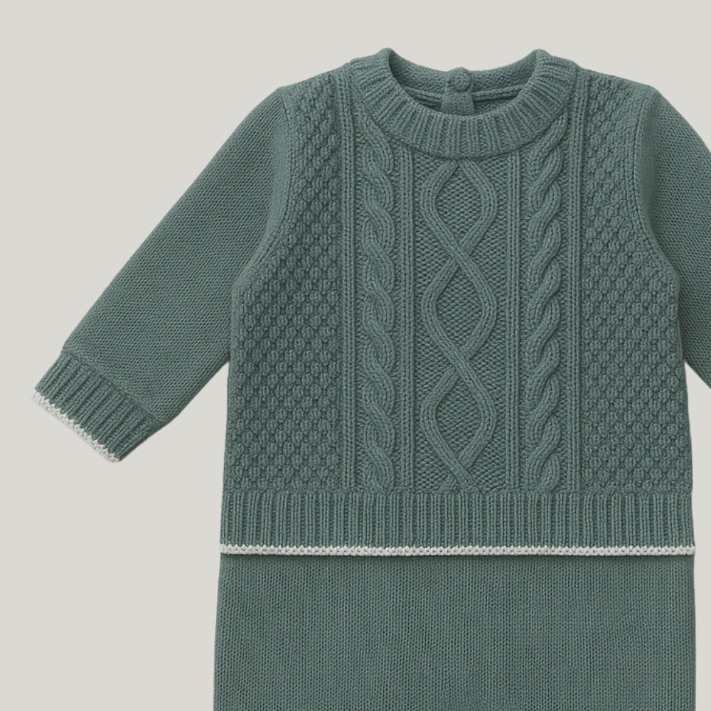 Macacão Bebê Recém Nascido Tricot Verde Menta
