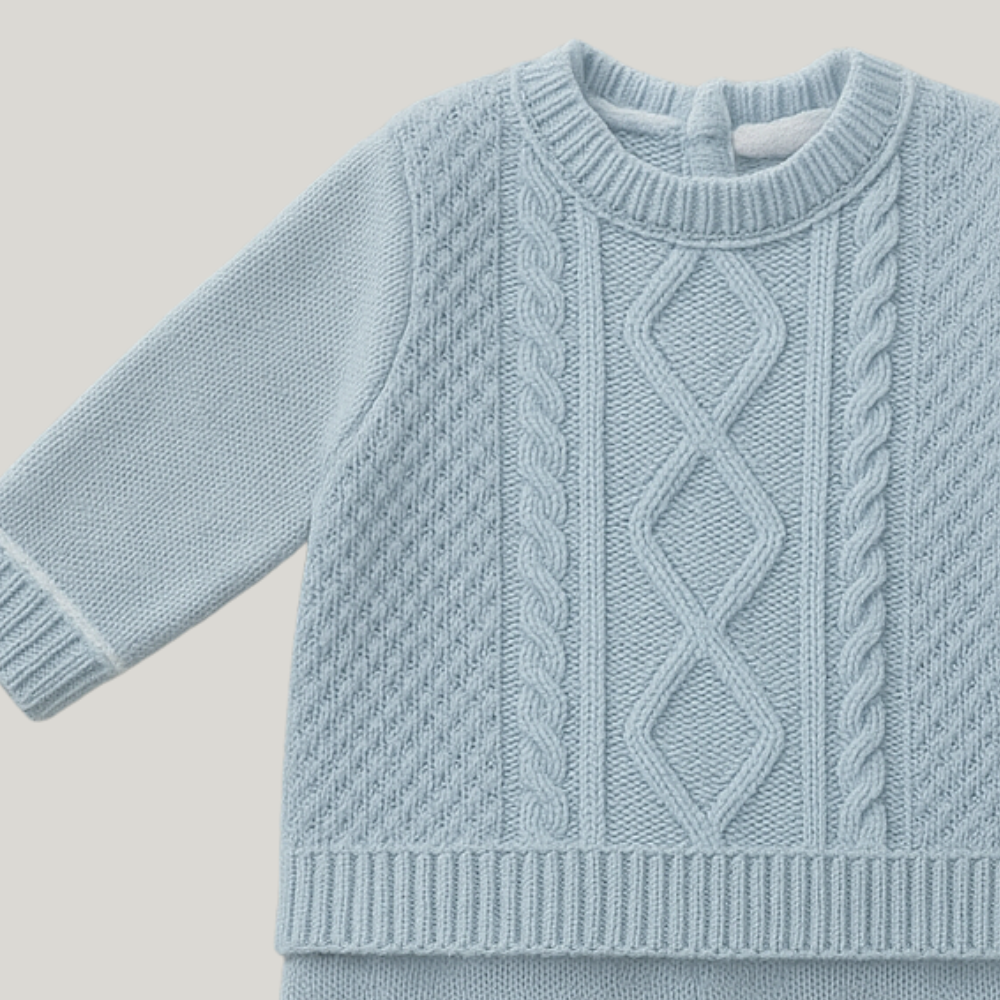 Macacão Bebê Recém Nascido Tricot Blue