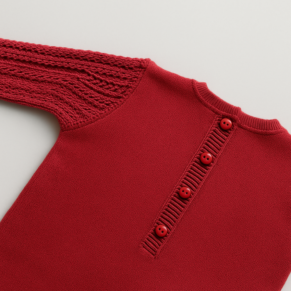 Macacão Bebê Recém Nascido Tricot Cherry Red