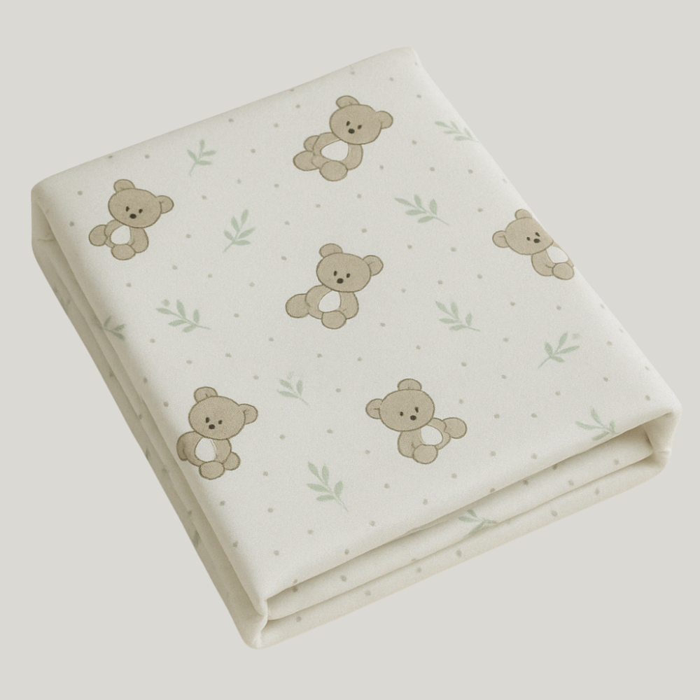 Lençol Berço Algodao Com Elastico Urso Garden
