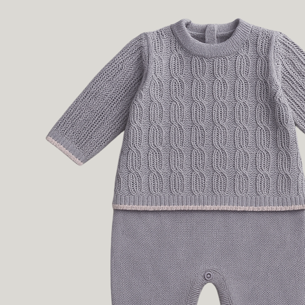 Macacão Bebê Menina Recém Nascido Tricot Flora Lavanda