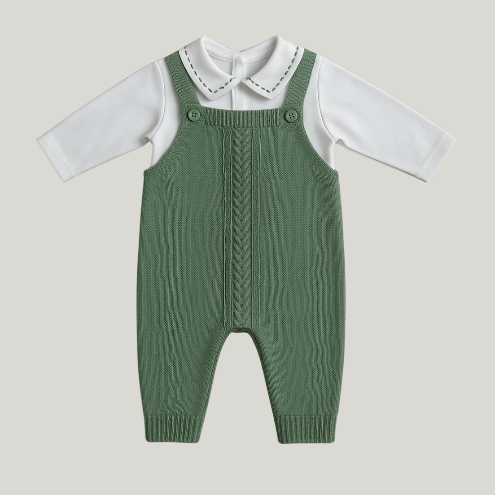 Kit Saída Maternidade Menino Tricot 4 Peças Louis Green