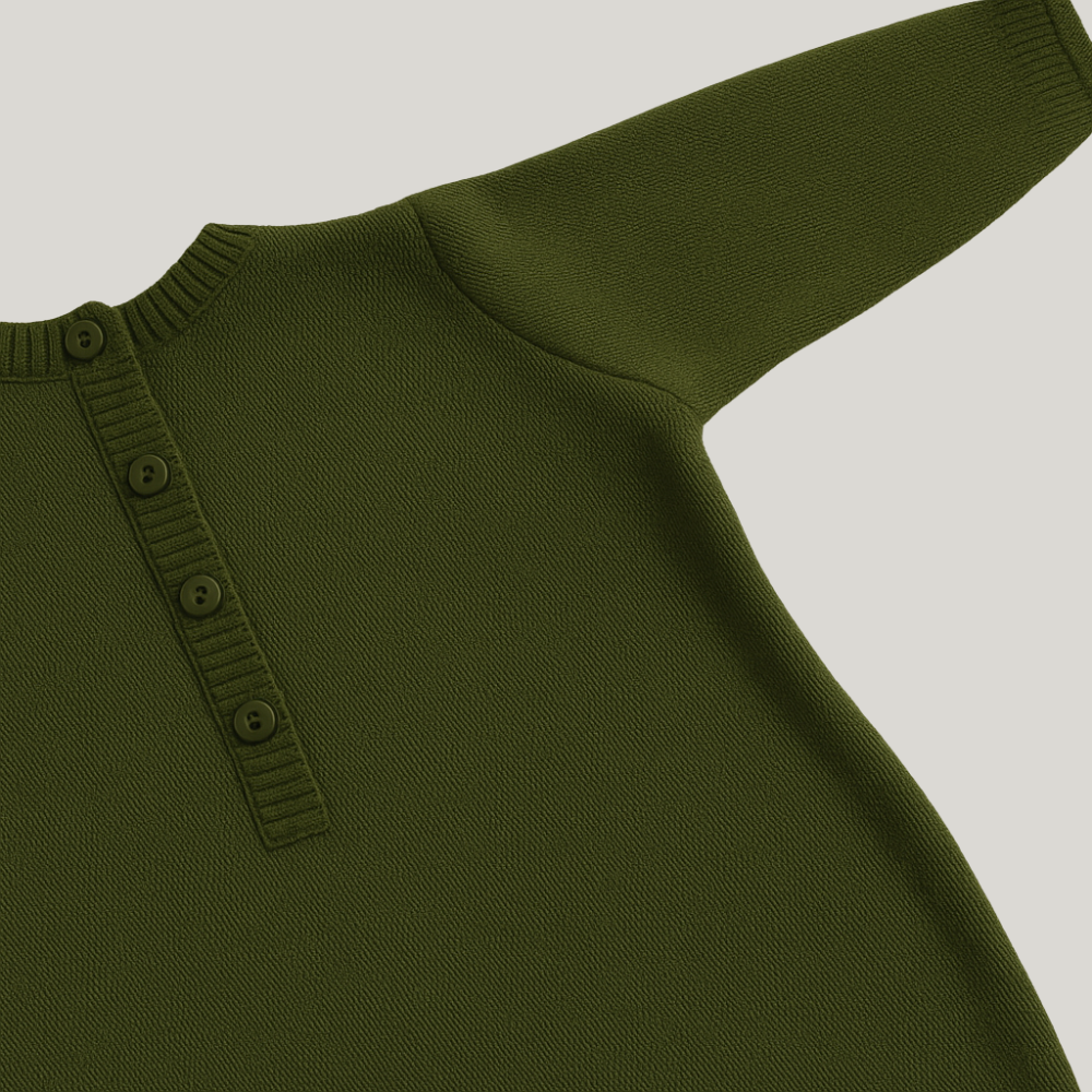 Macacão Bebê Recém Nascido Tricot Vintage Verde Musgo