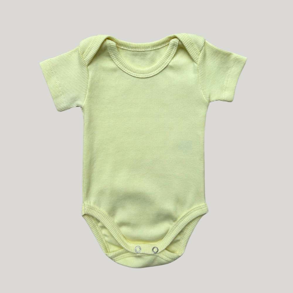 Body Bebê Basic Canelado Amarelo