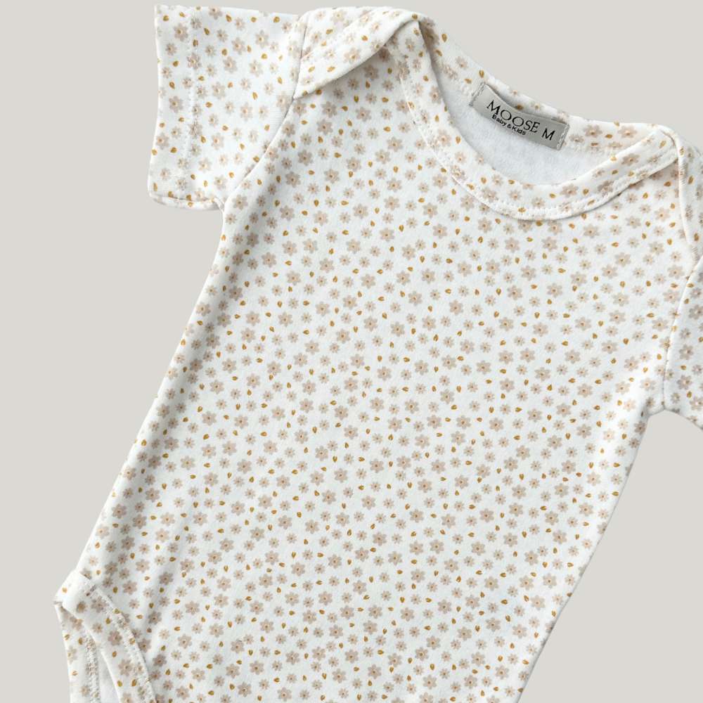 Body Bebê Floral Bege