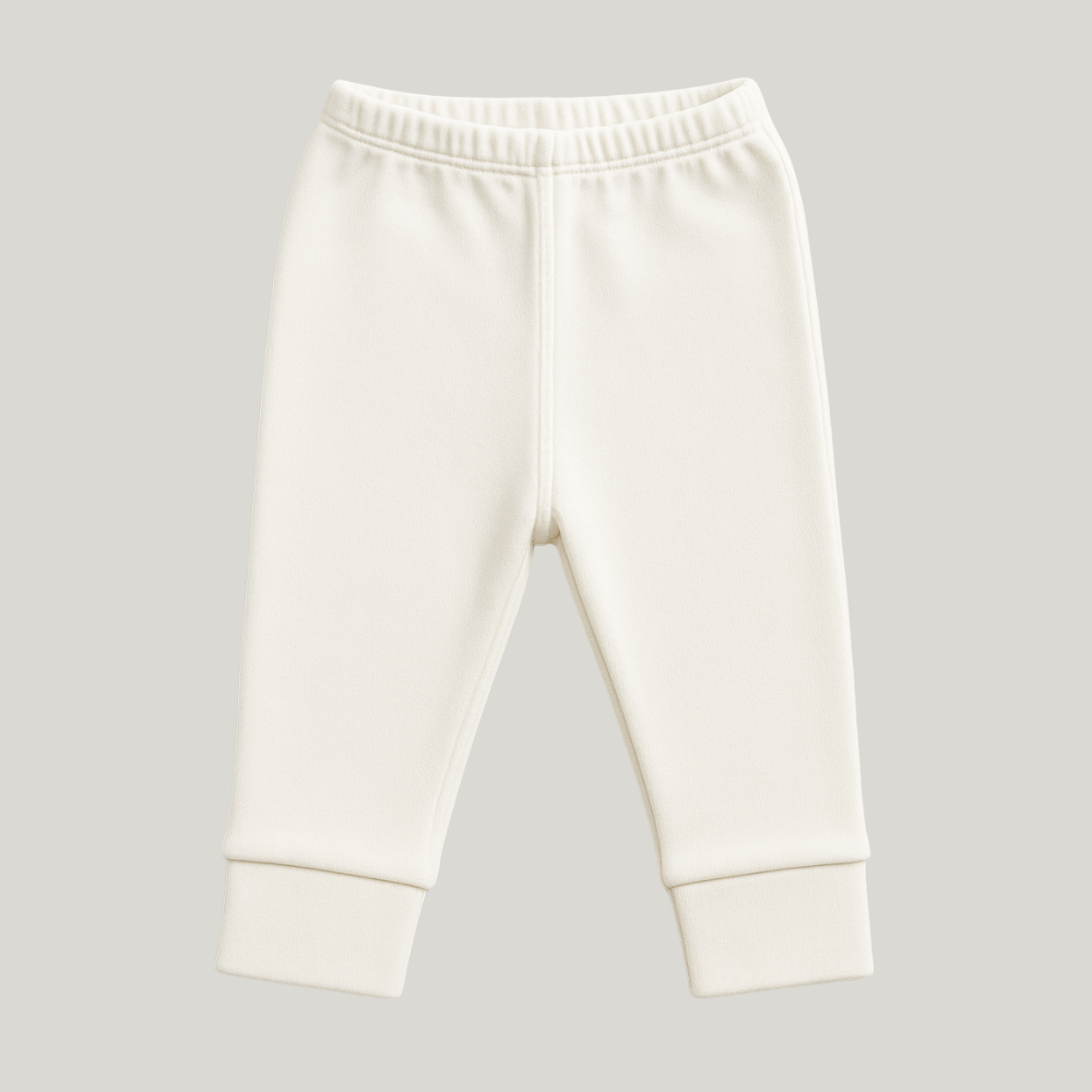 Calça Bebê Recém Nascido Algodão Vira Pezinho Off White