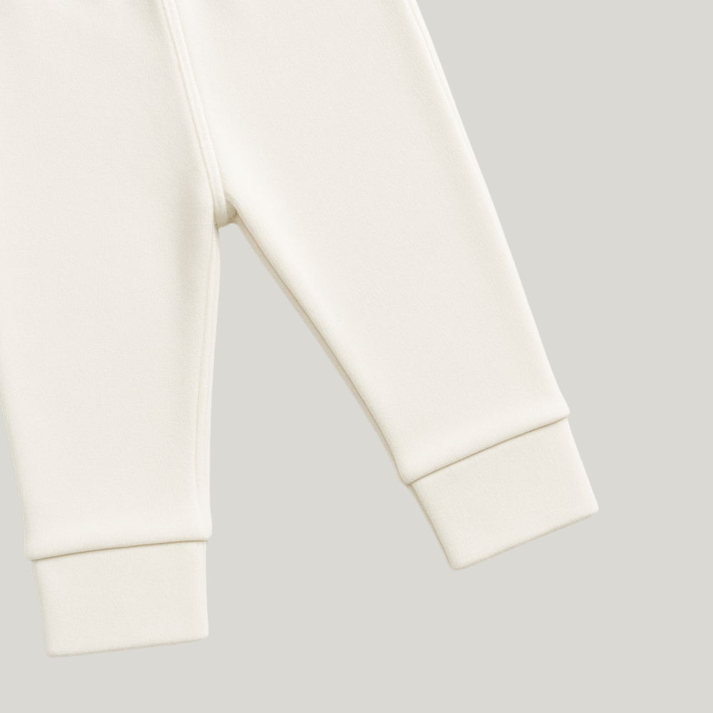 Calça Bebê Recém Nascido Algodão Vira Pezinho Off White