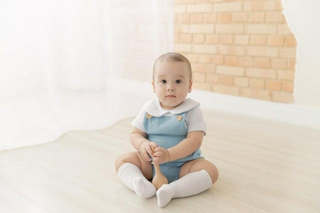 Romper Bebê Tradicional Linho Azul