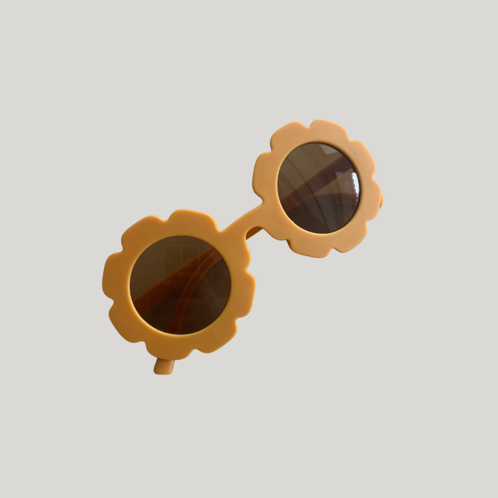 Óculos De Sol Para Bebe Retrô Flowers Mostarda Proteção Uv