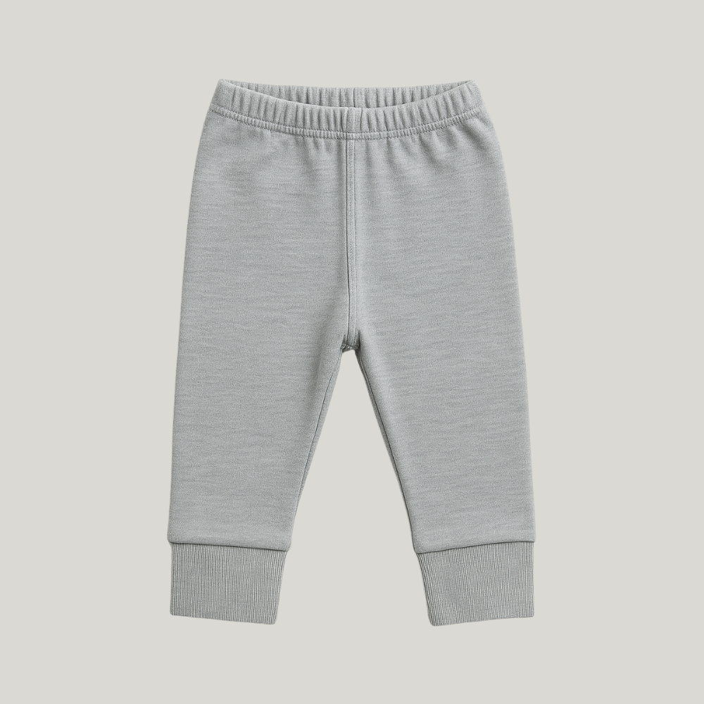 Calça Bebê Recém Nascido Algodão Vira Pezinho Cinza