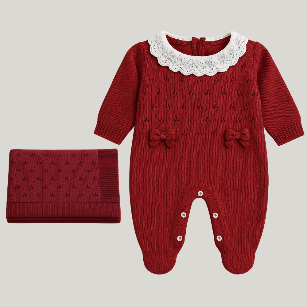Kit Saída Maternidade Menina Tricot 2 Peças Grace Red