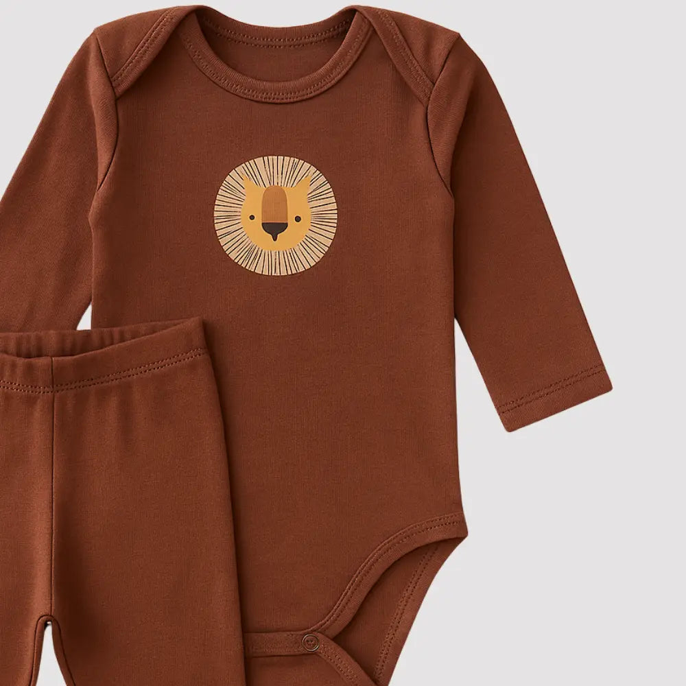 Conjunto Bebê Algodão Orgânic Lion Mocha