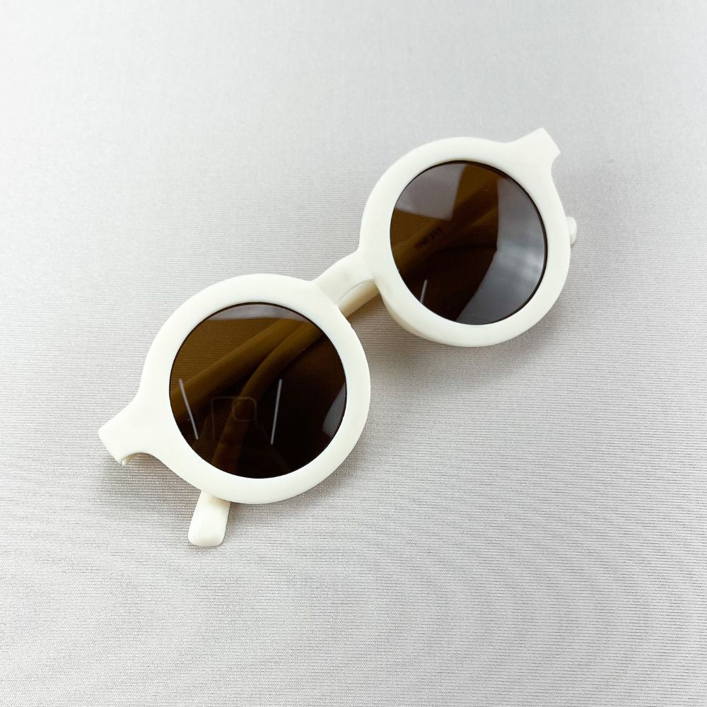 Óculos de Sol para Bebe Retrô Redondo Off White com Proteção Uv