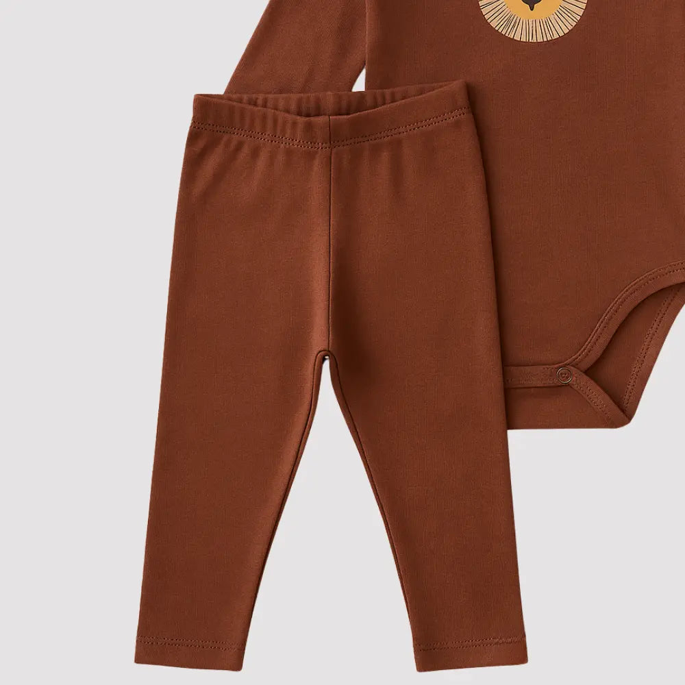 Conjunto Bebê Algodão Orgânic Lion Mocha