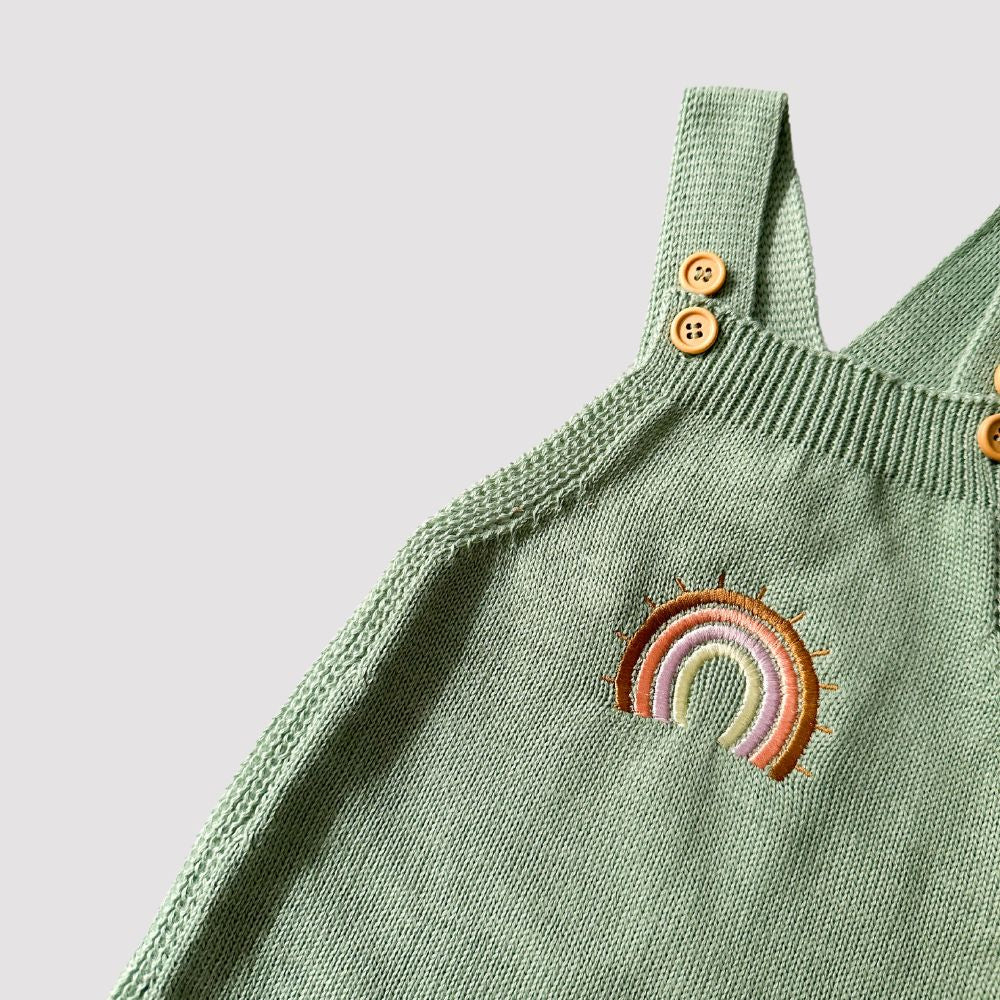 Jardineira Tricot Bebê Rainbow Verde