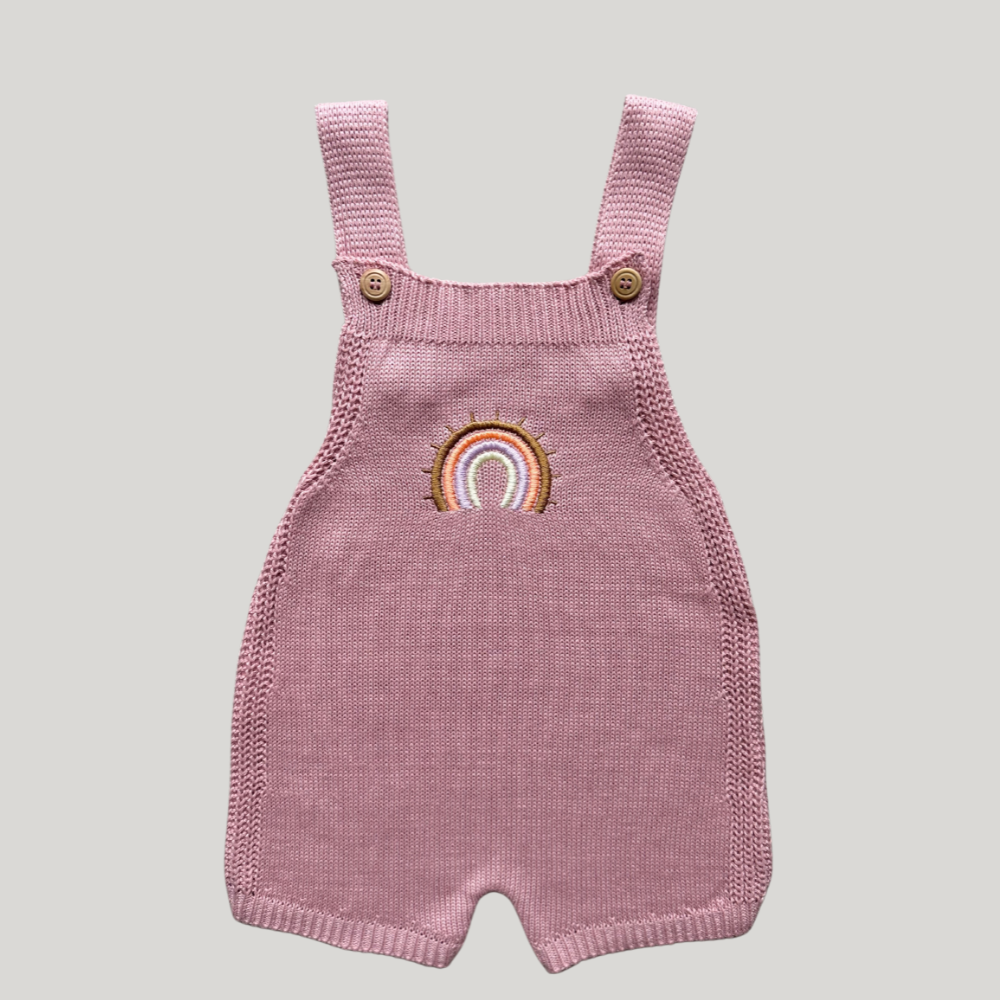 Jardineira Tricot Bebê Rainbow Rose