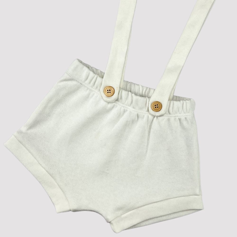 Tapa Fralda Bebê com Suspensório Off White