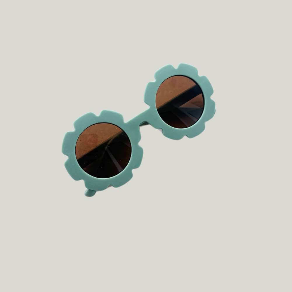 Óculos De Sol Para Bebe Retrô Flowers Verde Água Proteção Uv